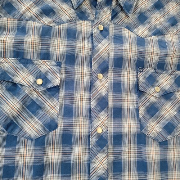Wrangler Wrancher Men's Blue Plaid Pearl Snap Button-Up Shirt XXL - Picture 5 of 16